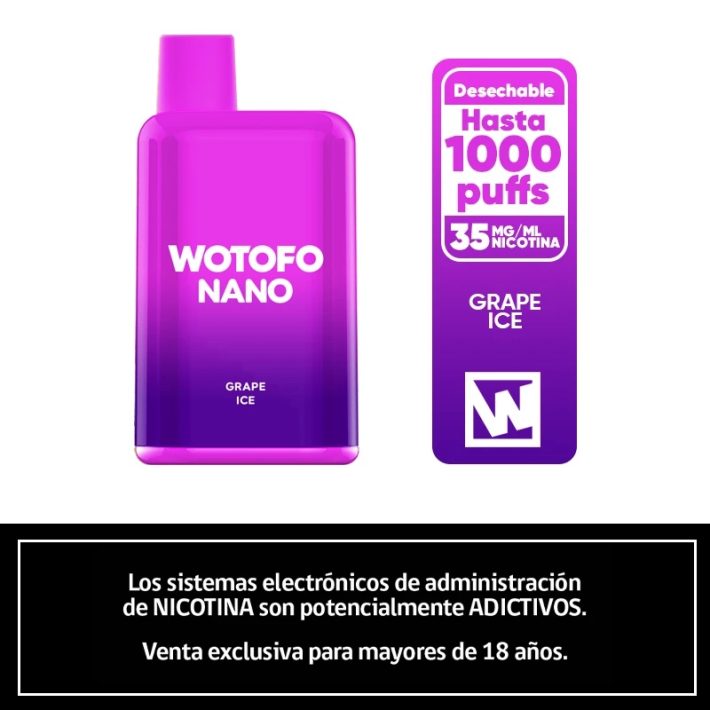 Wotofo Nano 1000 Puffs – Grape Ice
