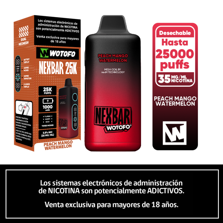 Nexbar 25K Puffs – Peach Mango Watermelon