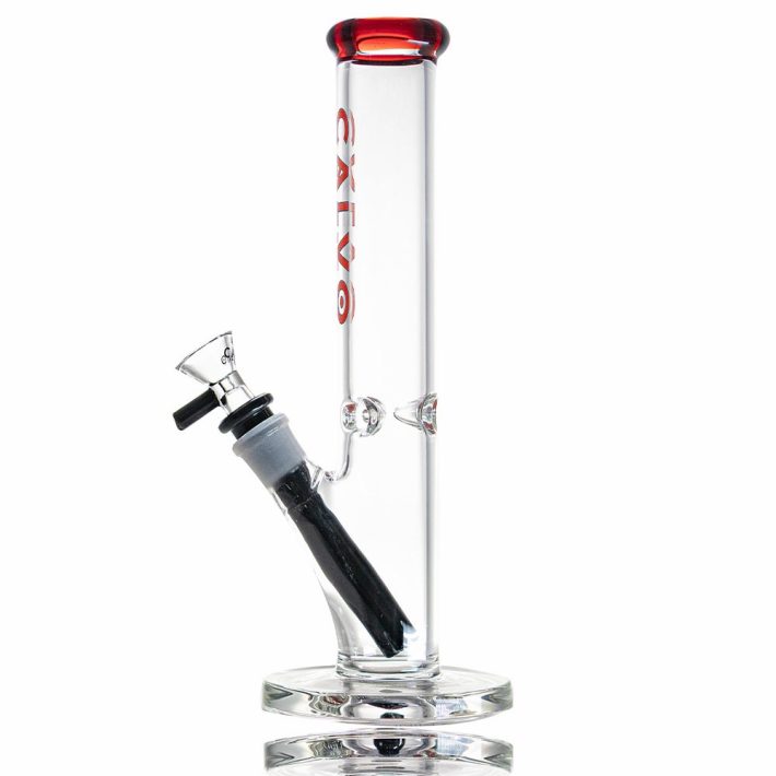 Calvo Glass Bong Straight Tube Lite Rojo 26cm